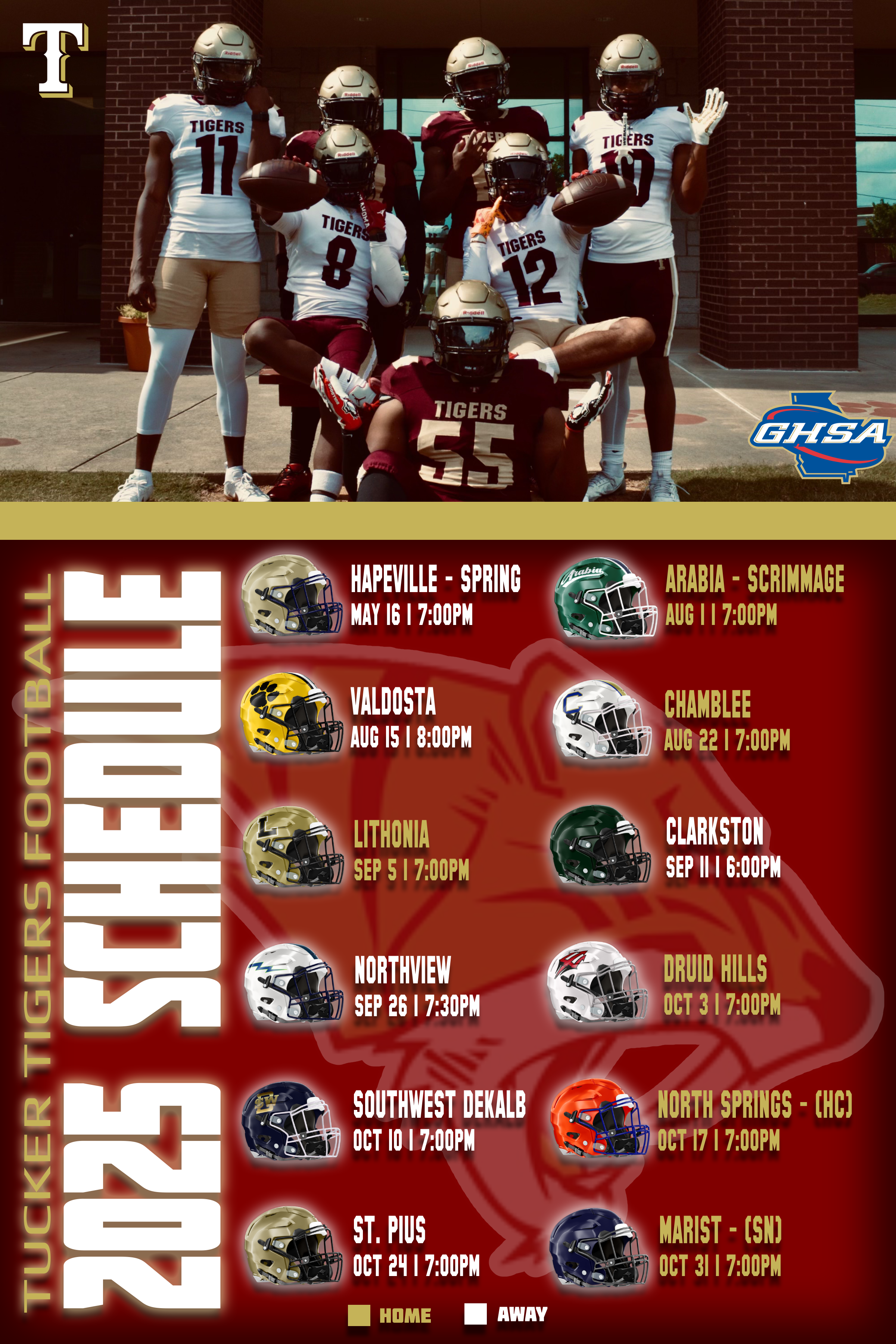 2025 Tucker Tigers Football Schedule