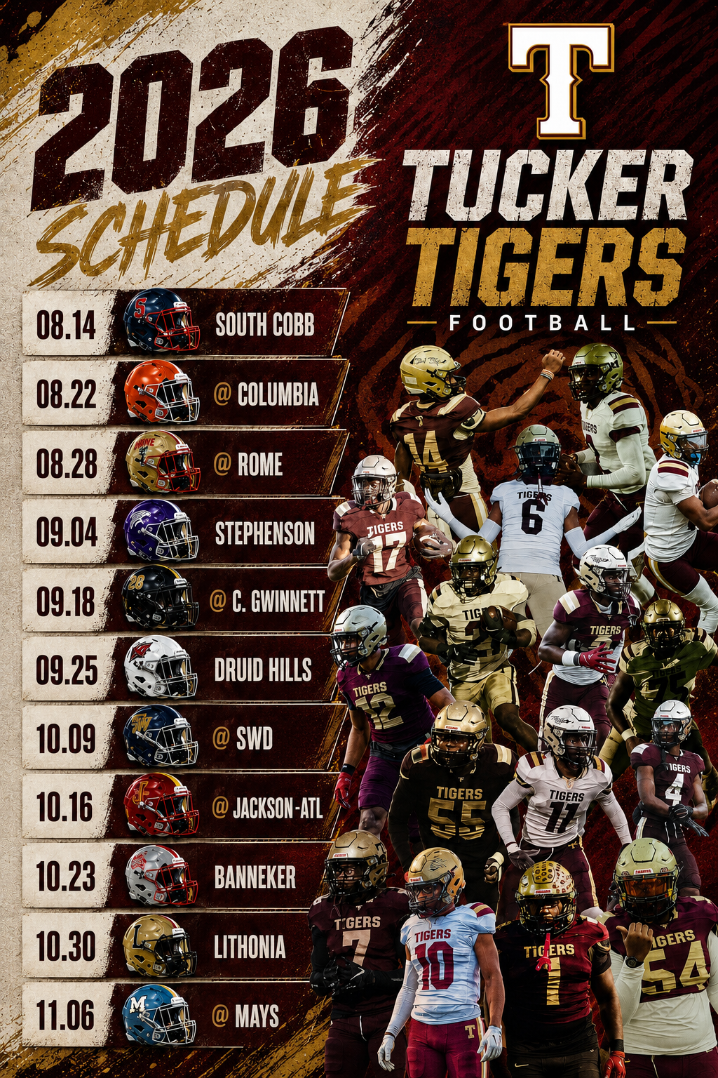 2026 Tucker Tigers Football Schedule